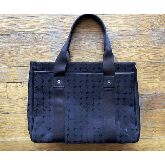 ECCO Black Canvas w/Leather Trim Tote - Picture 1 of 10